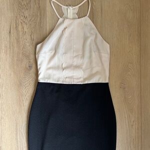 Black and Off White Sleeveless Mini Cocktail Dress, Size 2